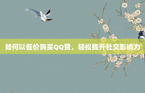 如何以低价购买QQ赞，轻松提升社交影响力
